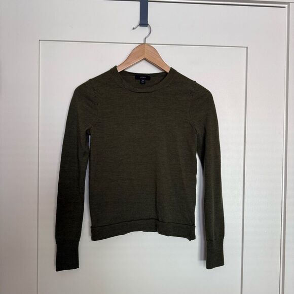 J Crew Sweater Womens Sz XS Green Knit 100% Merino Wool Minimalist Preppy - Picture 1 of 11